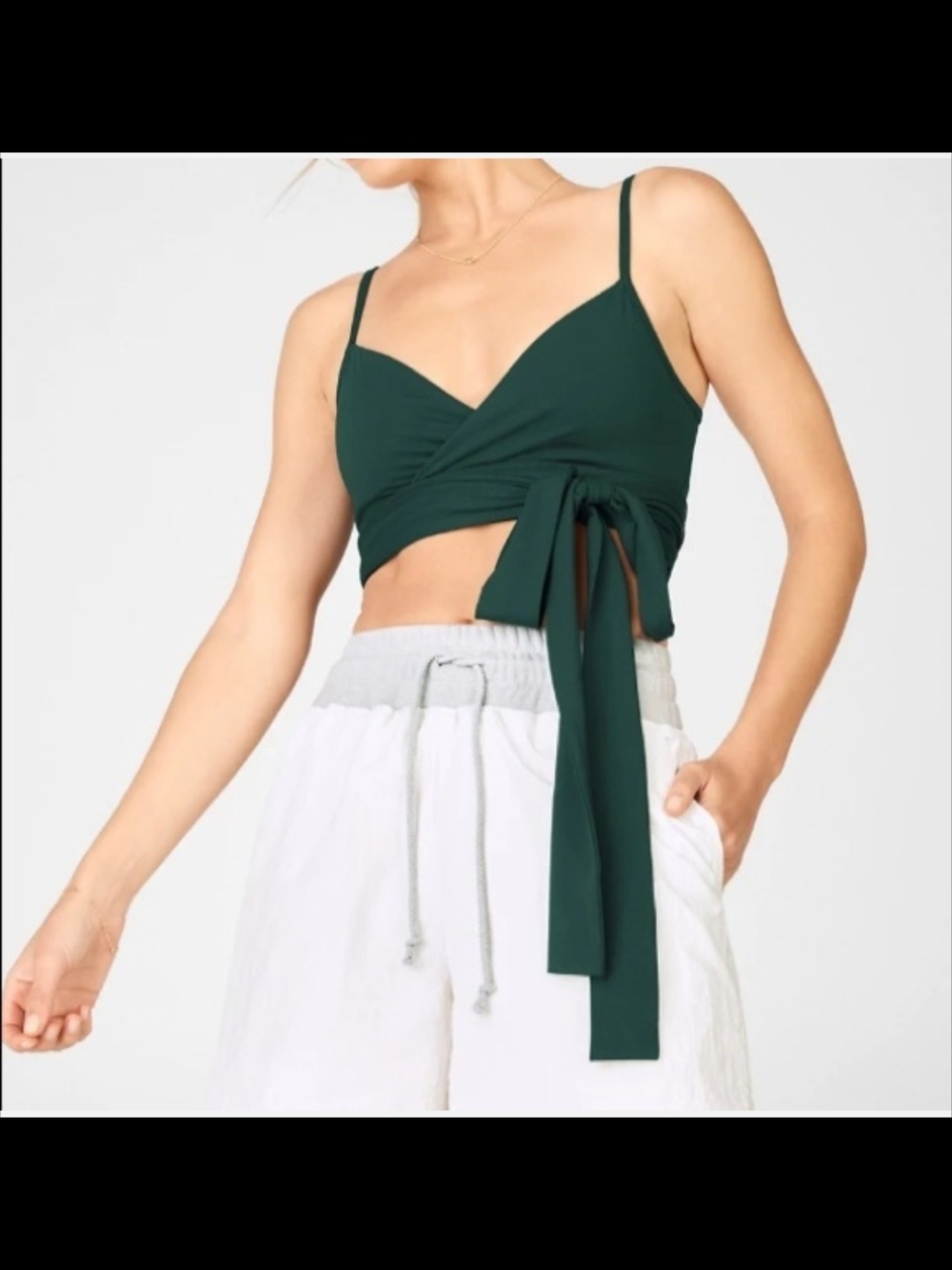 Fabletics Forest Green Wrap Top Sports Bra